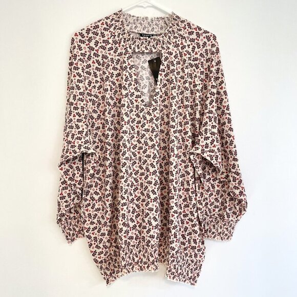 NEW NWT TORRID 4 Plus Size Textured Jersey Choker Neck Smocked Bottom Top Floral - Picture 2 of 15